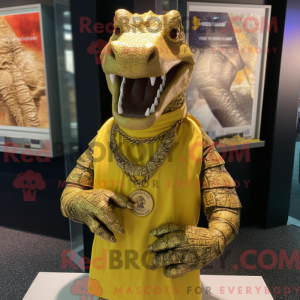 Guld krokodille maskot...