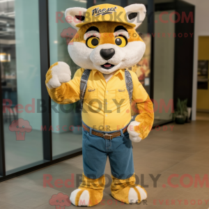 Geel Bobcat-mascottekostuum...