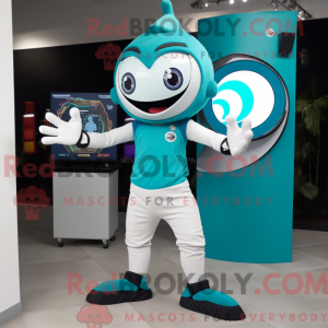 Teal Juggle mascot costume...