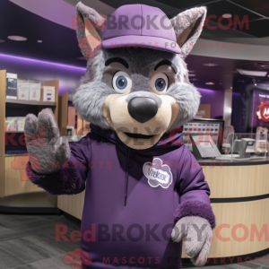 Purple Wolf maskot kostume...
