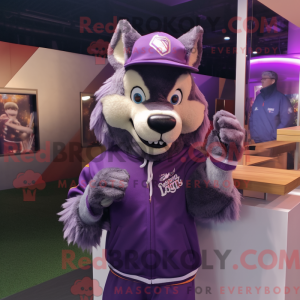 Purple Wolf mascot costume...