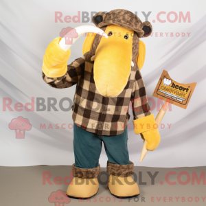 Gold Mammoth mascot costume...