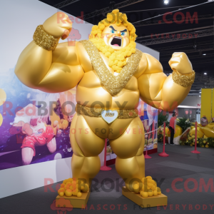 Gold Strongman mascot...