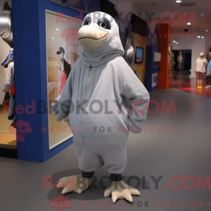 Sølv pingvin maskot kostume...