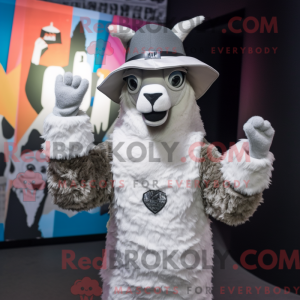 Silver Llama mascot costume...