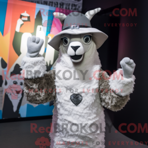 Sølv lama maskot kostume...