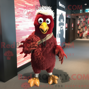 Maroon Rooster mascot...