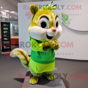 Lime Green Chipmunk mascot...