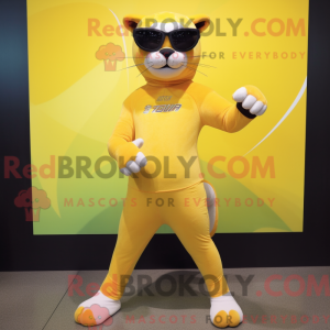 Gul Puma maskot kostume...