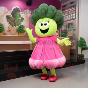 Rosa Broccoli maskot kostym...