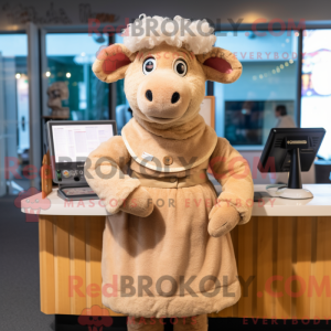 Tan Sheep mascot costume...