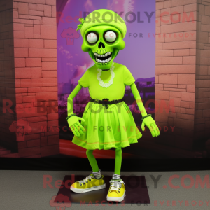 Lime Green Skull mascot...