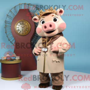 Tan Sow mascot costume...