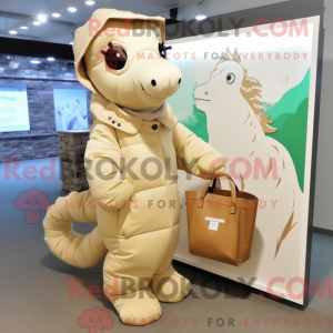 Beige Seahorse maskot...