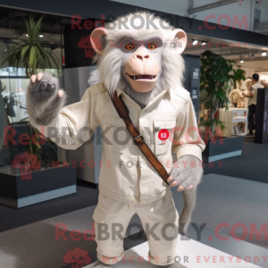 White Baboon mascot costume...