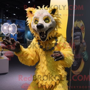 Yellow Hyena mascot costume...