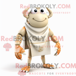 Crème krab mascottekostuum...