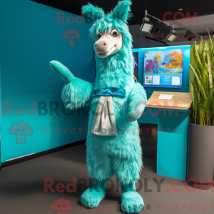 Cyan Lama maskot kostume...