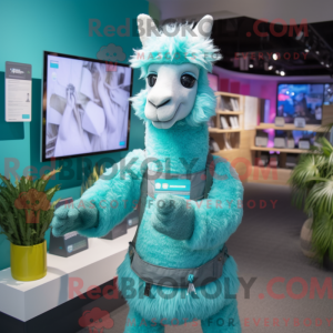 Cyan Lama Maskottchen...