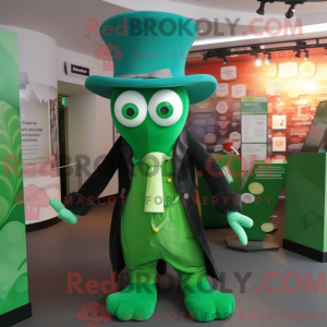 Green Squid mascot costume...