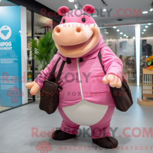 Pink Hippopotamus maskot...