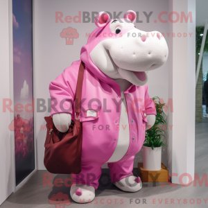 Pink Hippopotamus maskot...