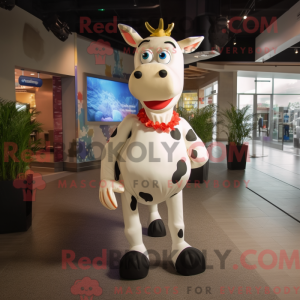 Cream Holstein Cow mascot...