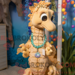 Tan Seahorse maskot kostyme...