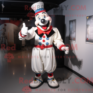 Witte clown mascottekostuum...