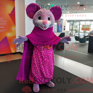 Magenta mus maskot kostume...