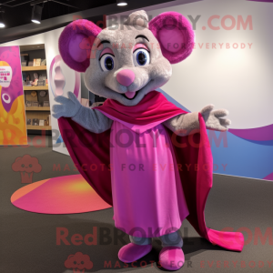 Magenta mus maskot kostume...