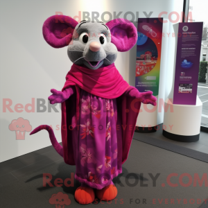 Magenta mus maskot kostume...