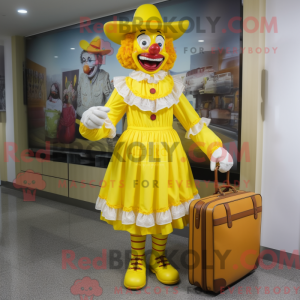 Geel clown-mascottekostuum...
