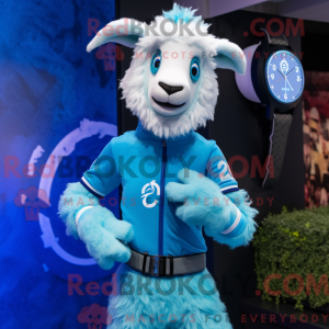 Sky Blue Angora Goat mascot...