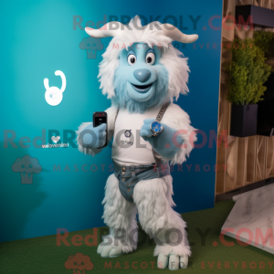 Sky Blue Angora Goat mascot...