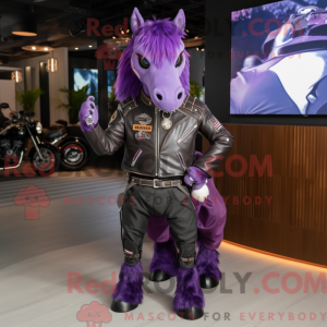 Paars paard mascottekostuum...