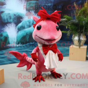 Red Axolotls mascot costume...