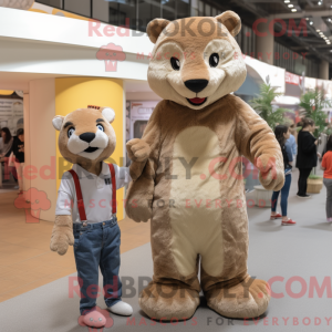 Beige Mongoose maskot drakt...