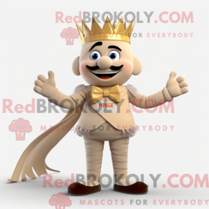 Beige konge maskot kostume...