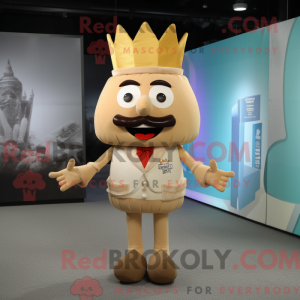 Beige konge maskot kostume...