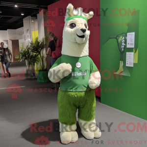 Groen lama-mascottekostuum...