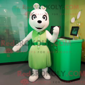 Green Ermine mascot costume...