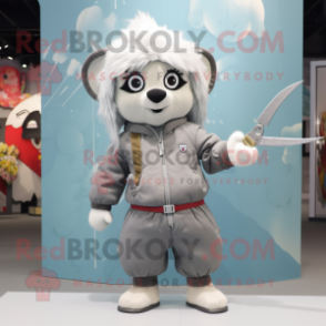 nan Knife Thrower mascot costume character dressed with a Parka and Brooches