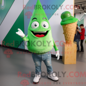 Green Ice Cream Cone mascot...