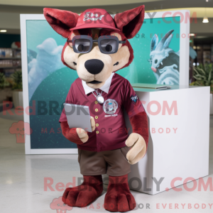 Maroon Dingo mascot costume...