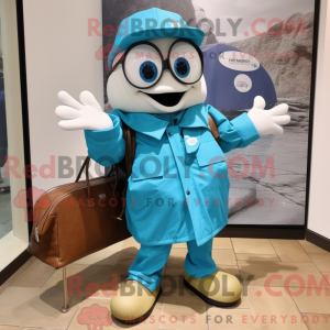 Cyan Oyster mascot costume...