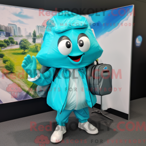Cyan Oyster maskot kostume...