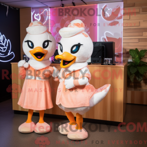 Peach Swans-mascottekostuum...