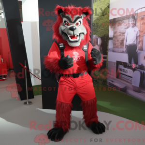 Red Werewolf mascot costume...