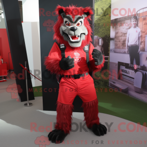 Red Werewolf maskot kostume...